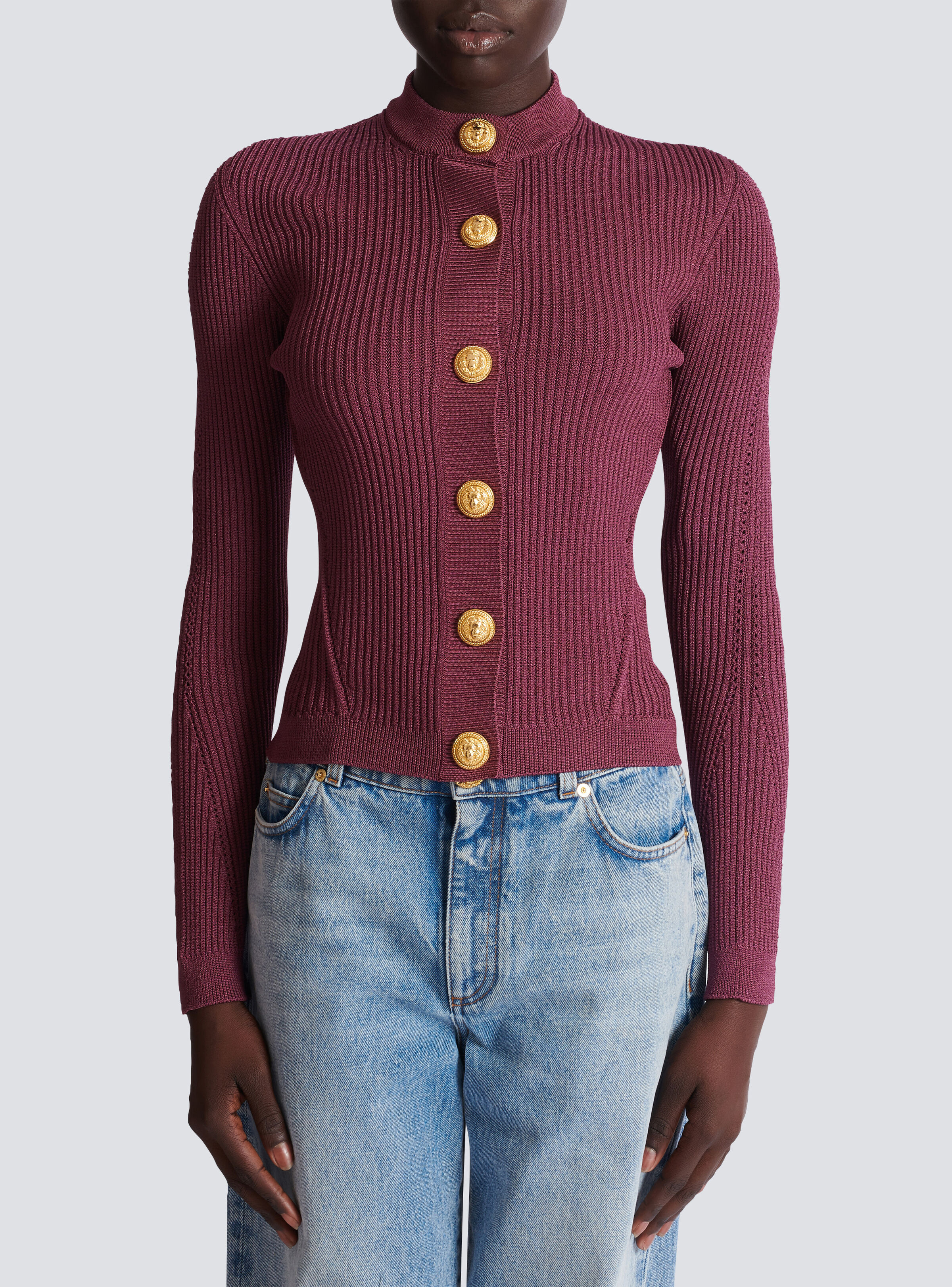 Fine knit cardigan with buttons - 5