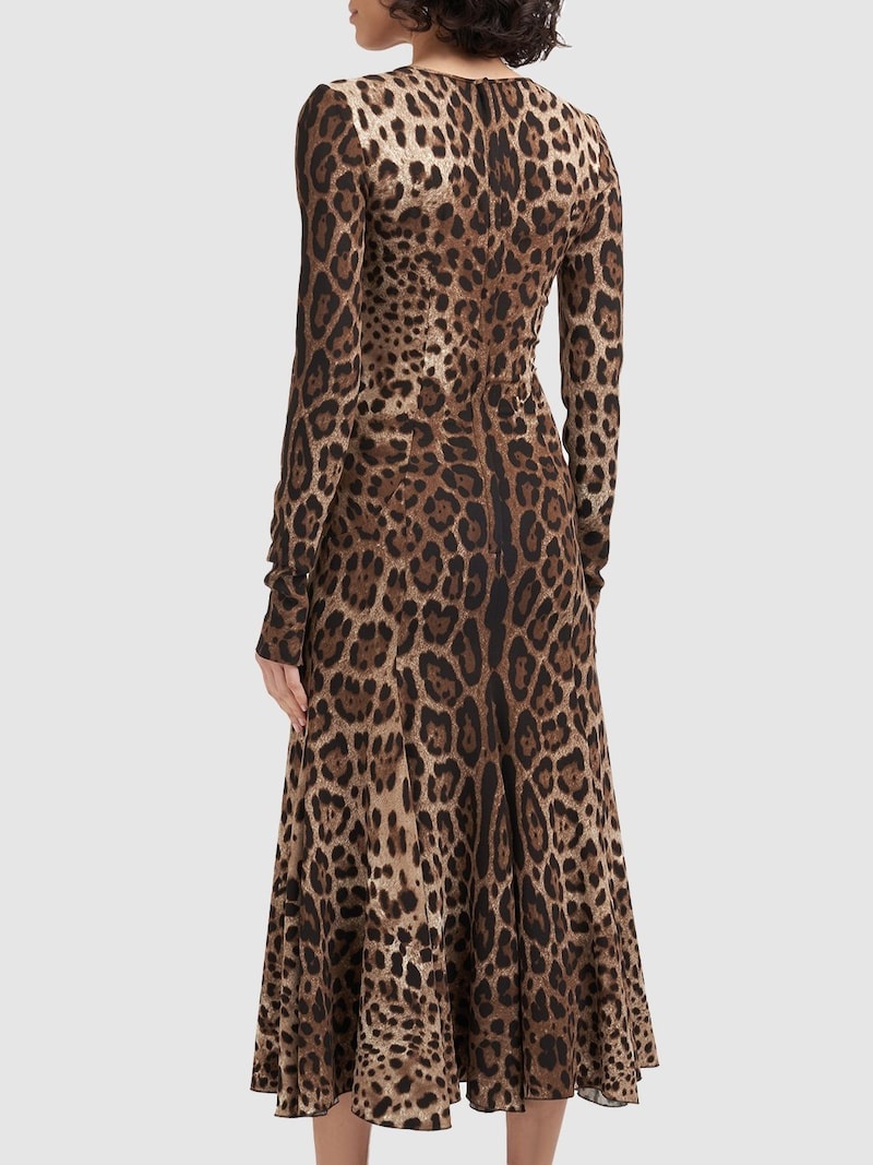 Leopard print cady midi dress - 3