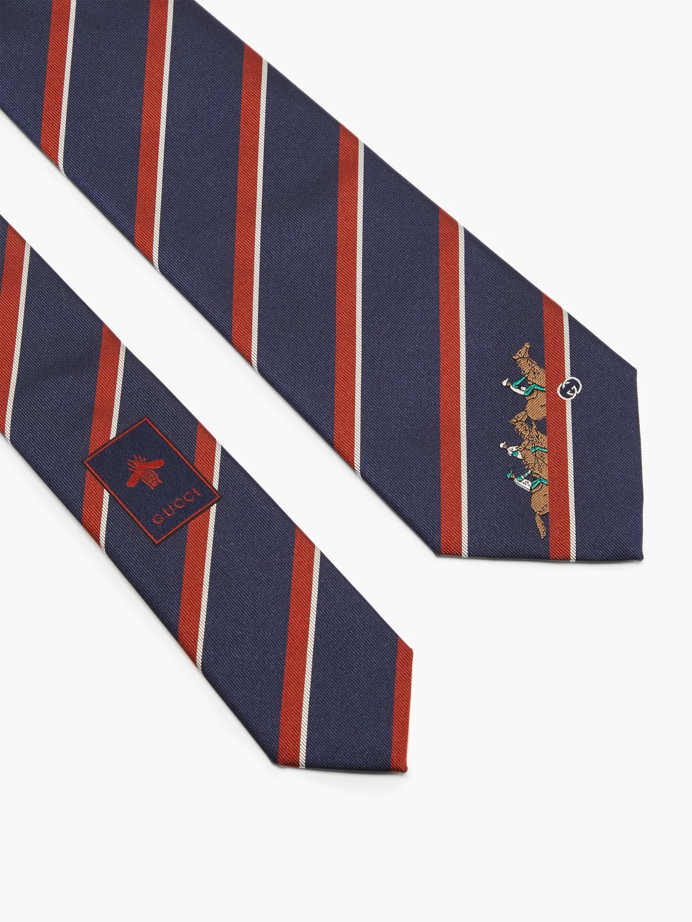 Racing horse striped-jacquard silk-twill tie - 4