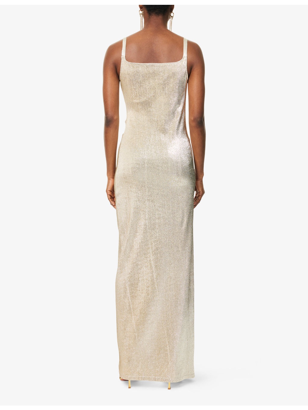Scoop-neck ruched stretch-woven maxi dress - 4