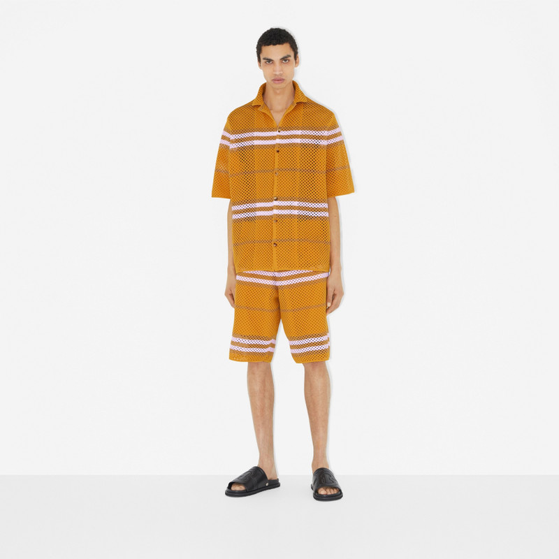 Burberry Icon Stripe Pointelle Knit Shorts outlook