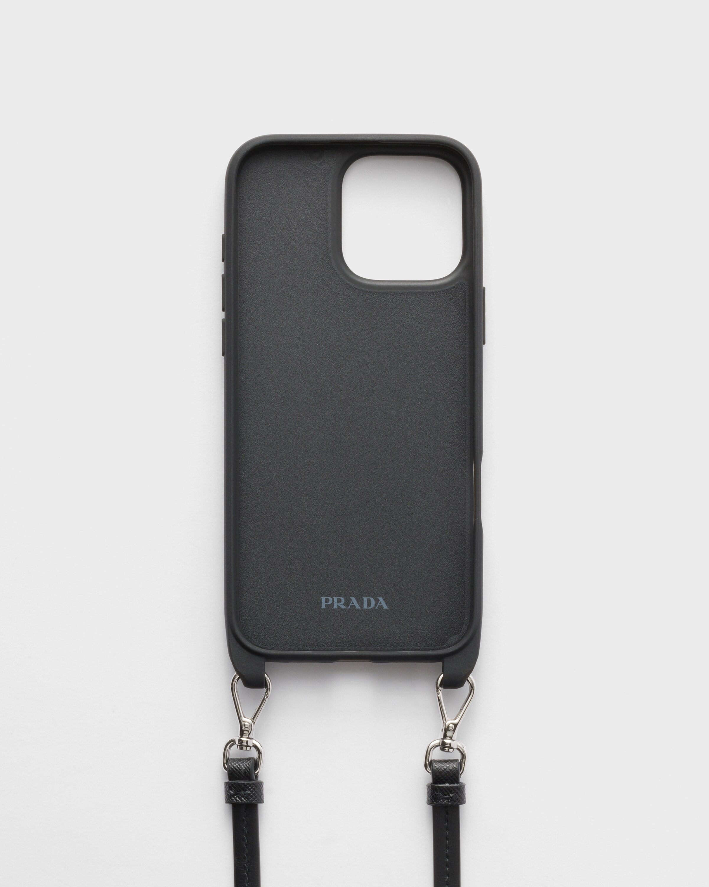 Saffiano and crocodile leather cover for iPhone 16 Pro Max with shoulder strap - 3