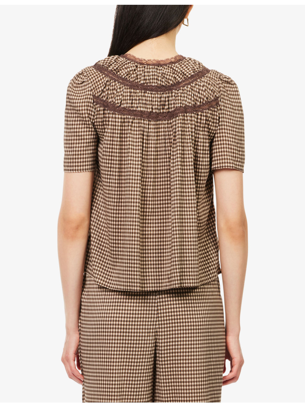 Reformation x Nara Smith Buttercup Hour Gingham-Print Cotton-Blend Pyjama Set - 4