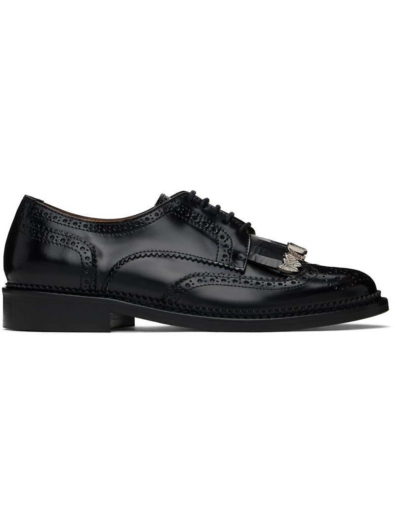 Black Polished Leather Derbys 1