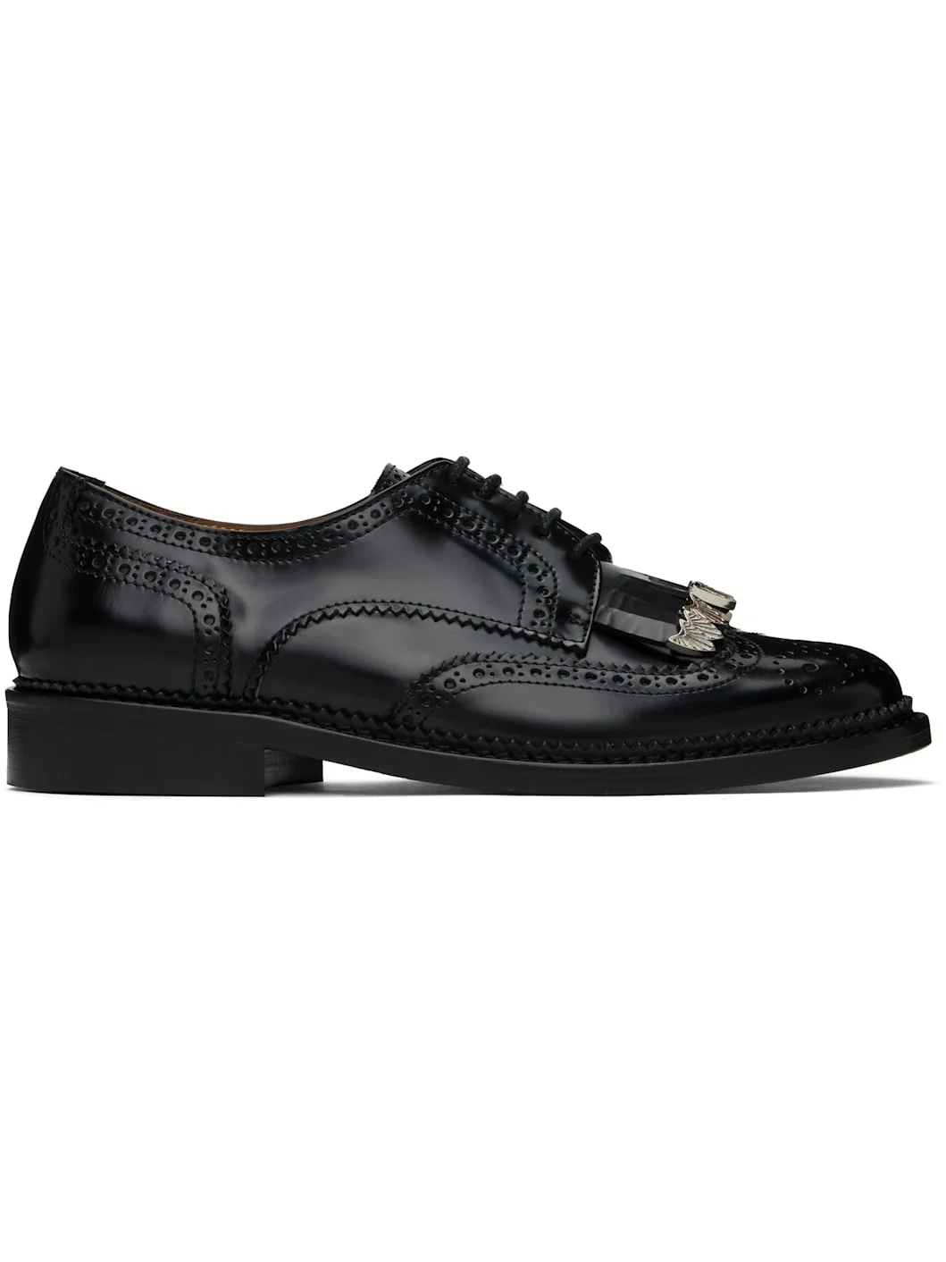 Black Polished Leather Derbys - 1