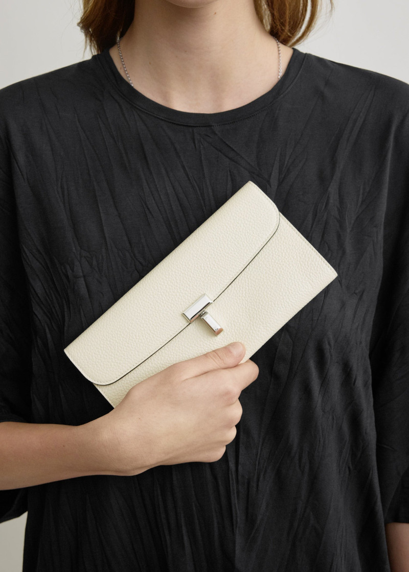 TOTEME T-lock grained-leather wallet milk outlook
