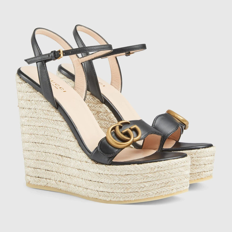 GUCCI Gucci GG Leather Espadrille Wedges outlook