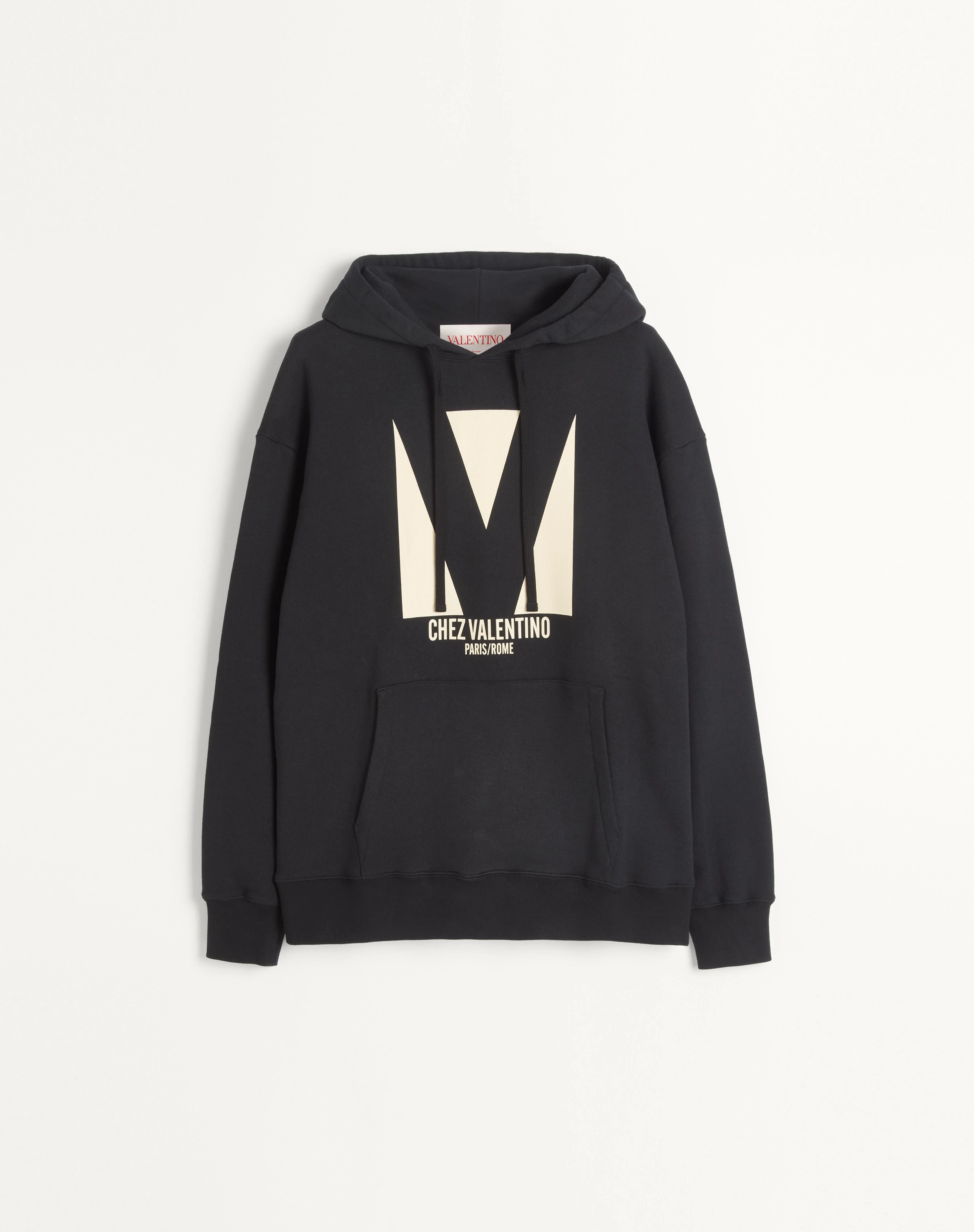 COTTON HOODED SWEATSHIRT WITH CHEZ VALENTINO PRINT - 1