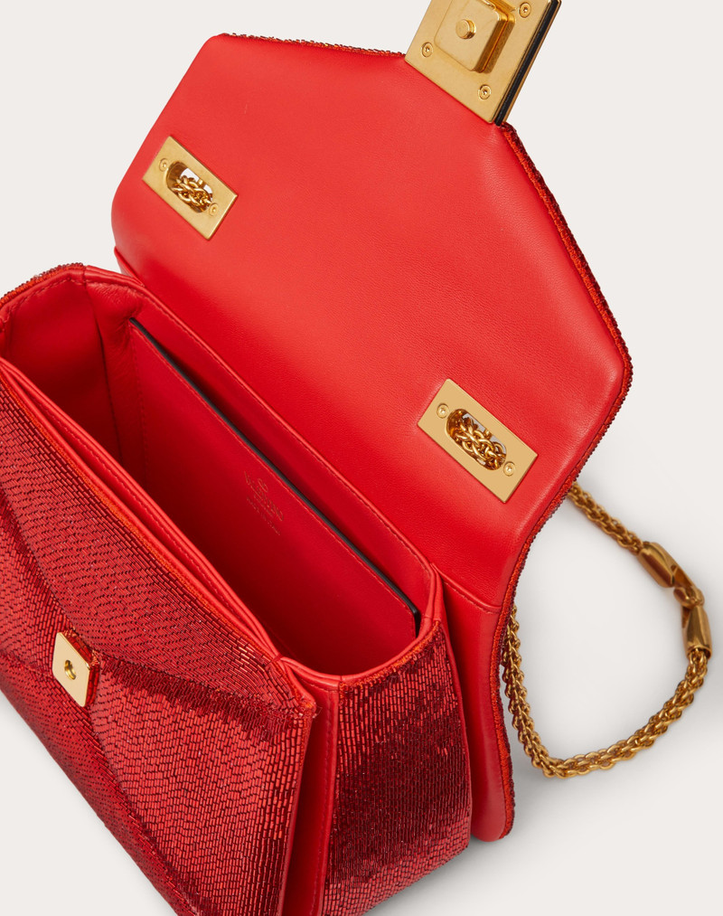 ONE STUD BAG WITH CHAIN AND ALL-OVER TUBES EMBROIDERY 4