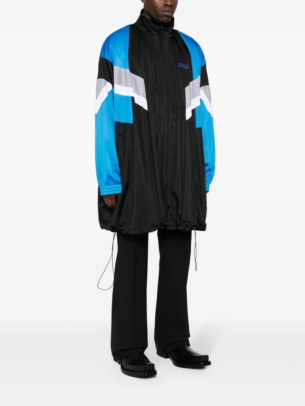 logo-embroidered colourblock coat - 3
