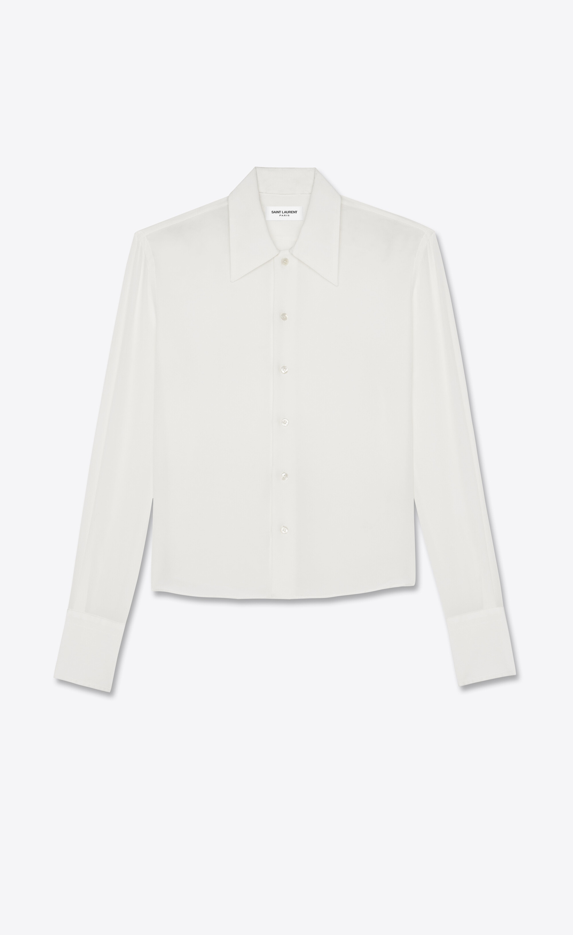 pointed-collar shirt in silk crepe de chine - 1