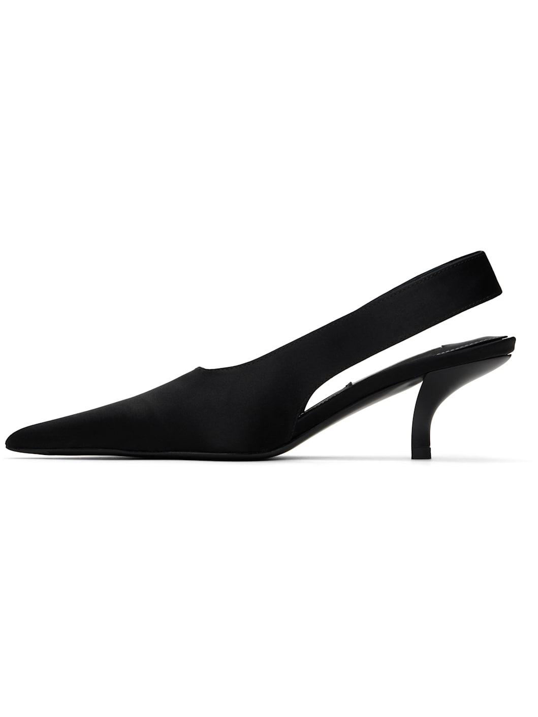 Black Classic Satin Slingback Heels - 3