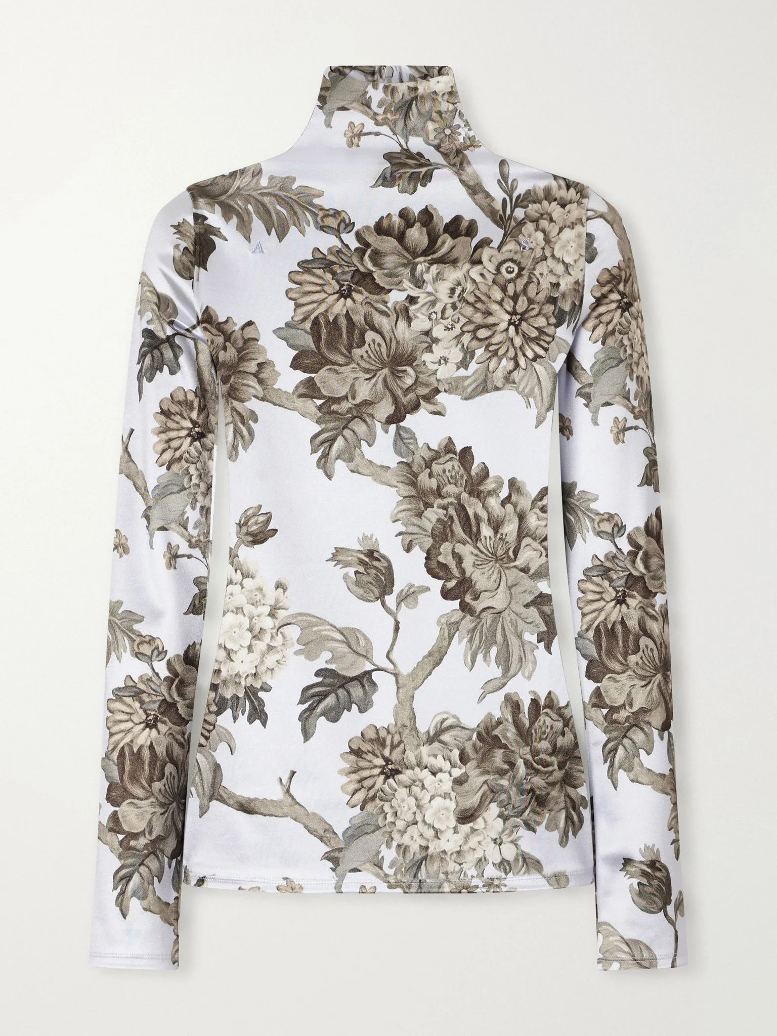 Edenise printed stretch-jersey turtleneck top Turquoise - 1