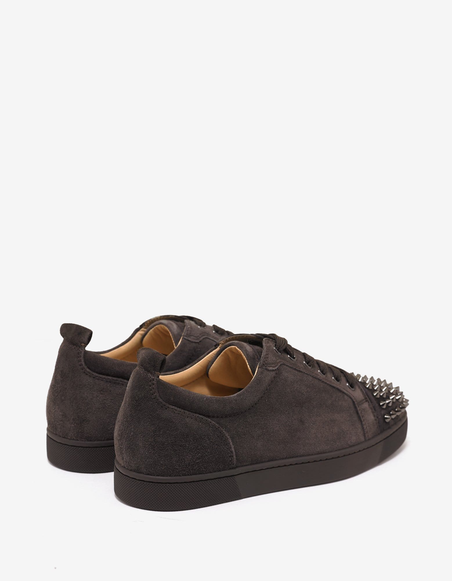 Christian Louboutin Louis Junior Spikes Flat Réglisse Brown Suede Trainers - 7