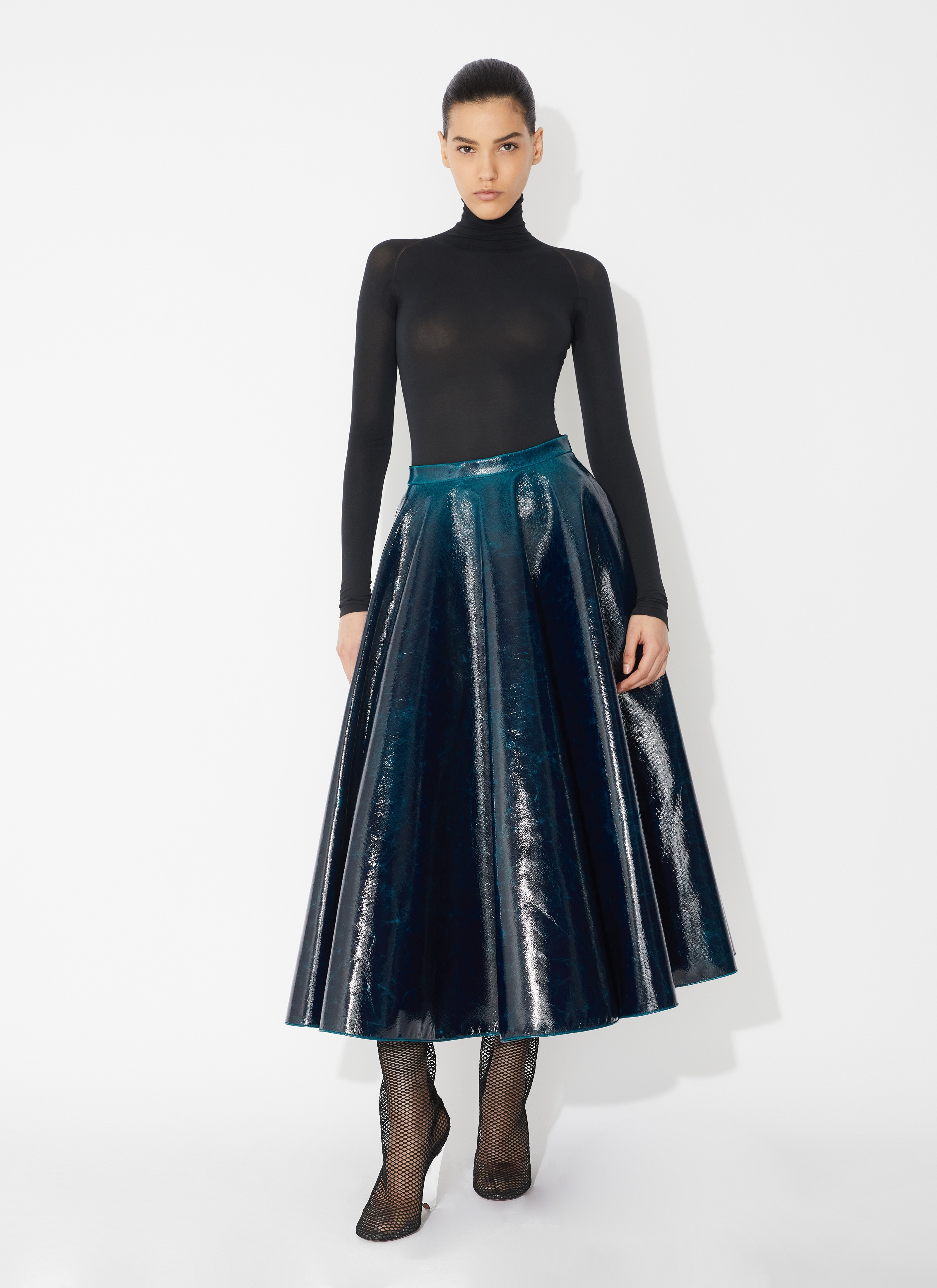 MIRROR WOOL MIDI SKIRT - 2