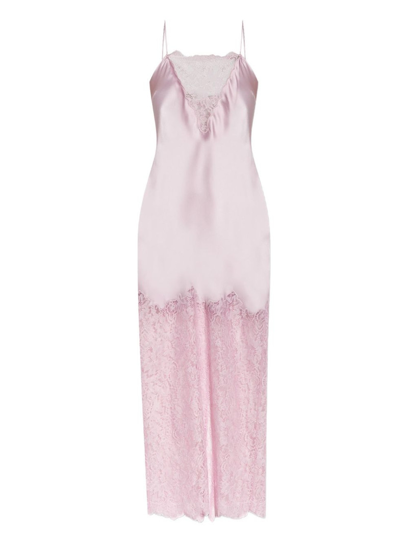 lace-trimmed satin dress 1