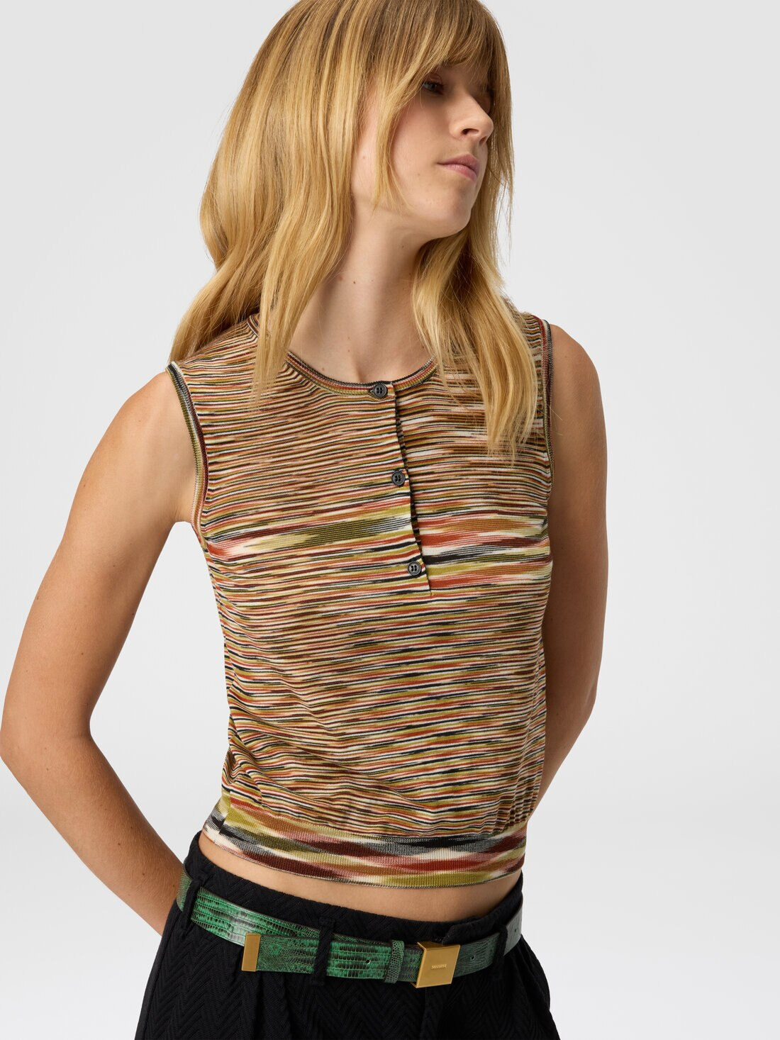 Buttoned Vest with Flame Pattern - 4