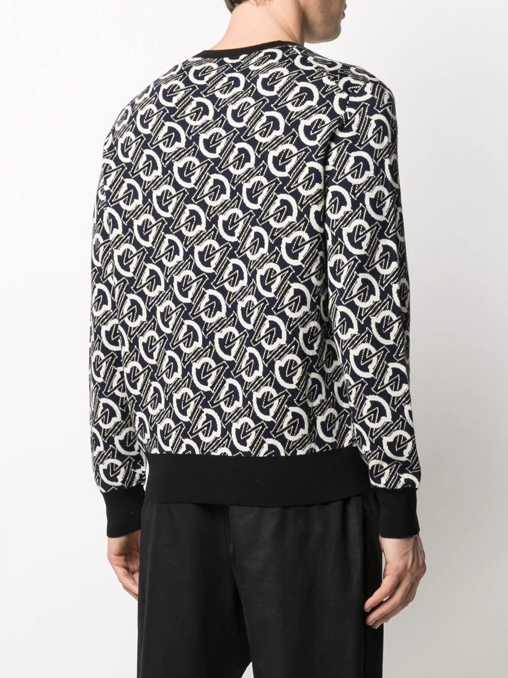 jacquard-logo crew neck jumper - 4