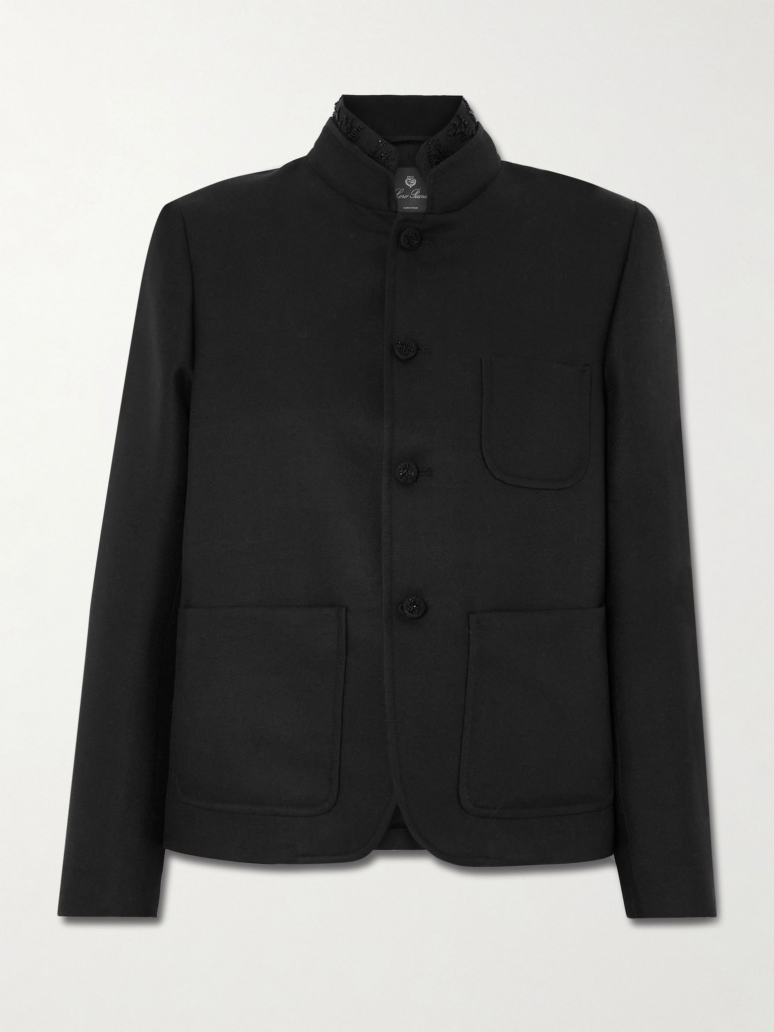 Spagna bead-embellished wool and silk-blend jacket Black - 1