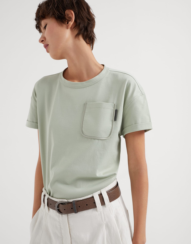 Cotton jersey T-shirt with shiny tab 4