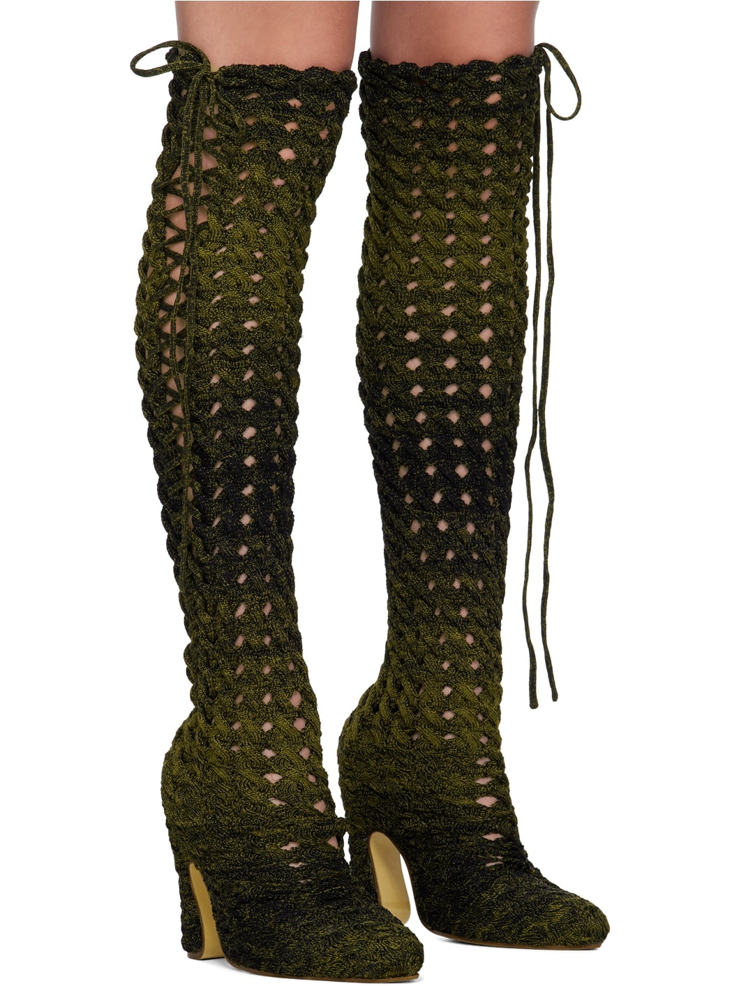 SSENSE Exclusive Khaki & Black Spiral Cable Boots - 4