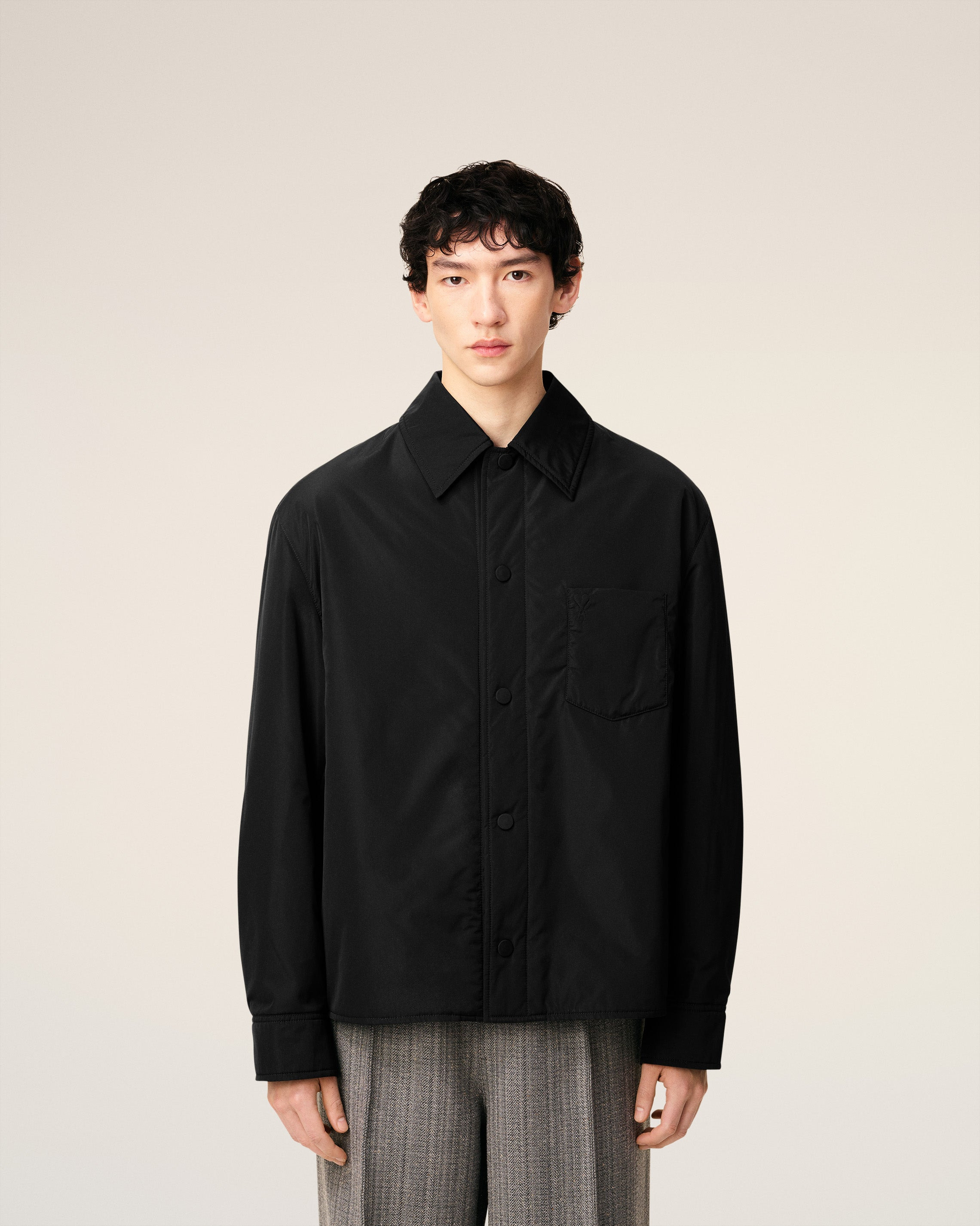 BLACK TAFFETAS PADDED AMI DE COEUR OVERSHIRT - 3