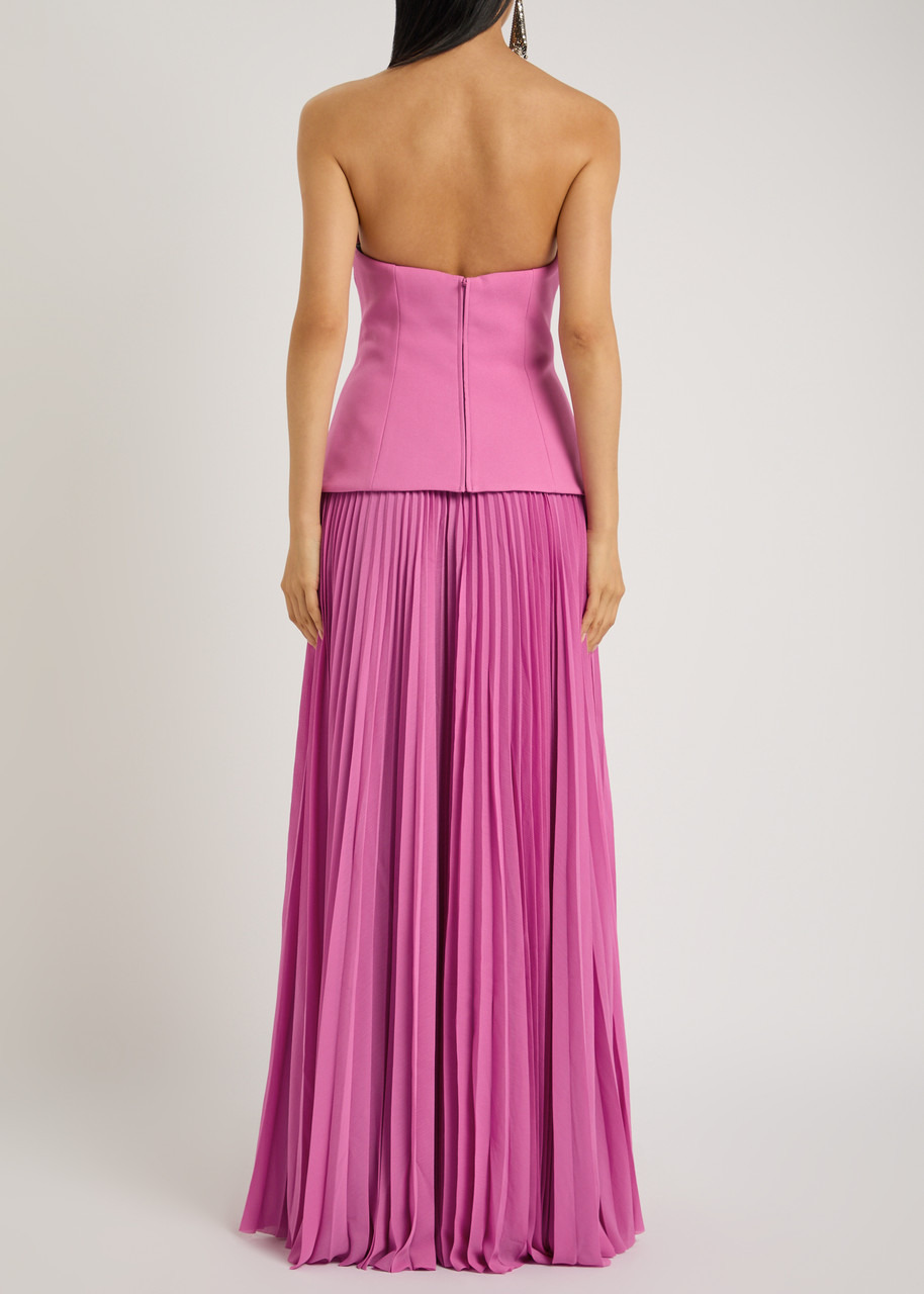 Solace London Britt Strapless Plissé and Crepe Maxi Dress - 3