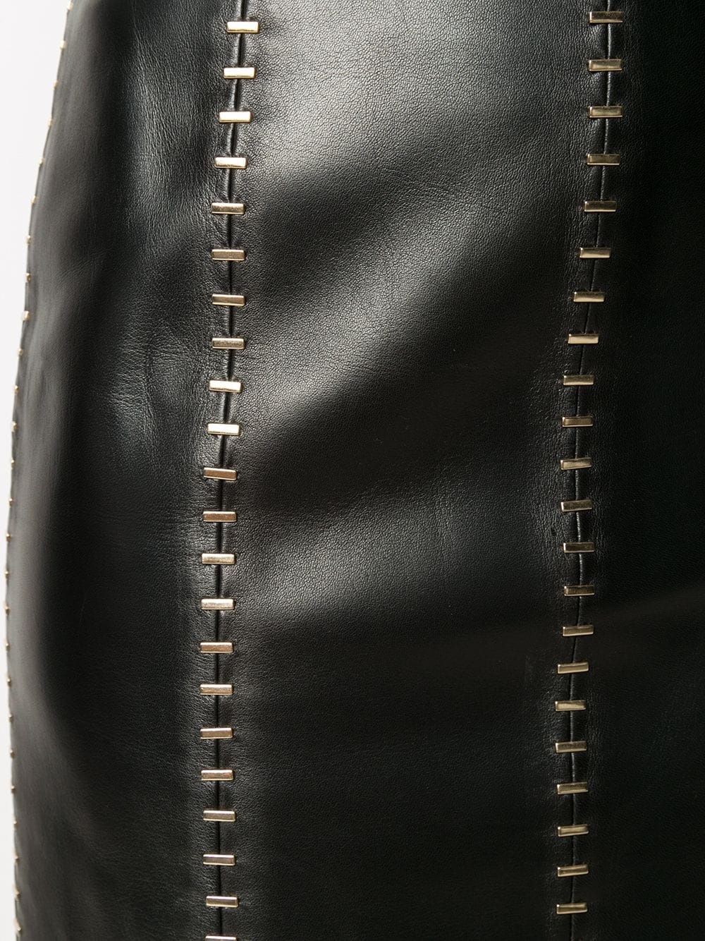 stapled leather mini skirt - 5