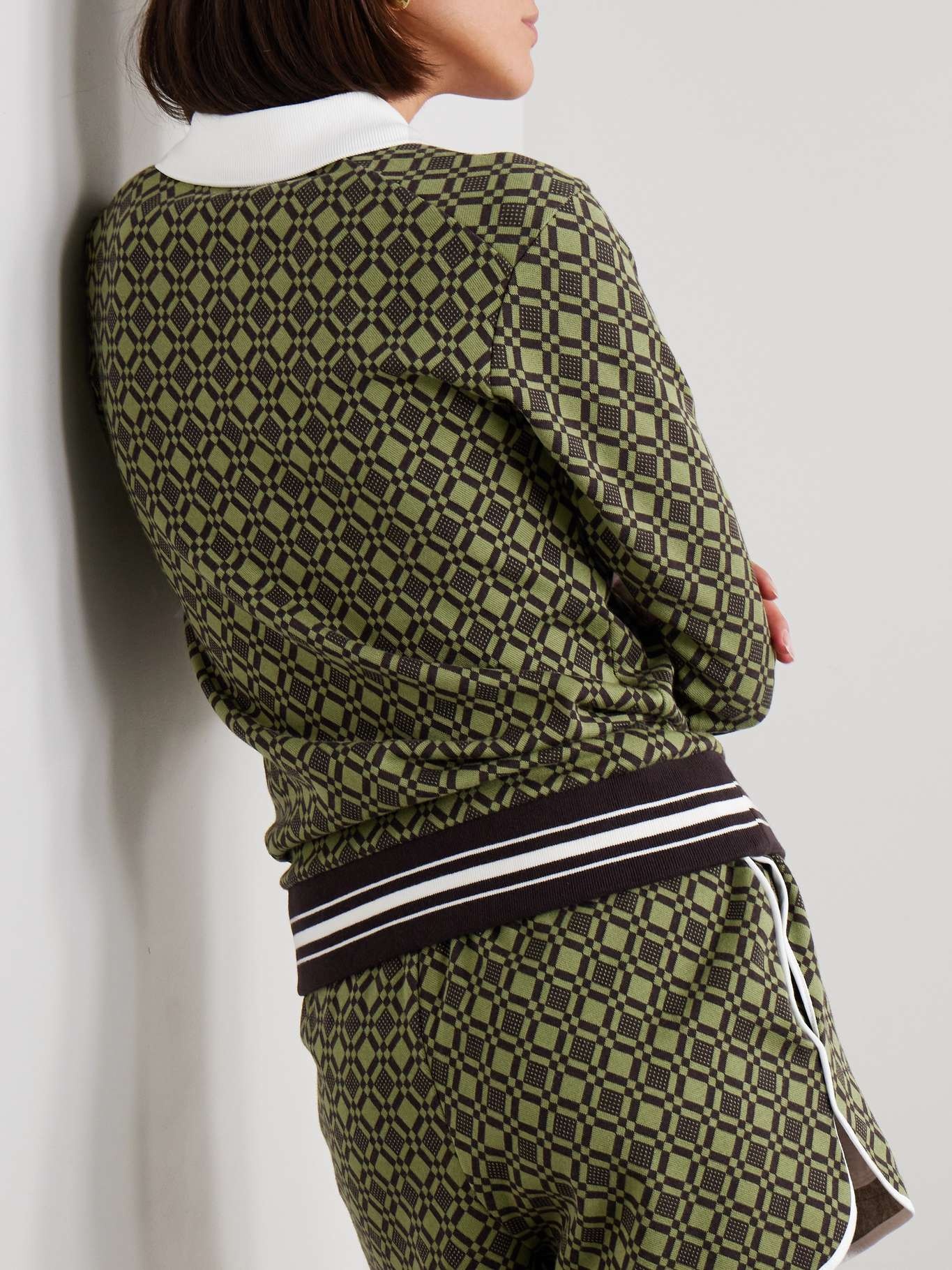 Jacquard-knit organic cotton-blend polo shirt - 4