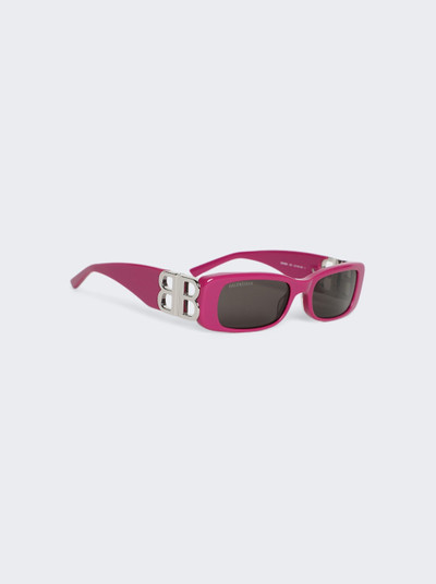 BALENCIAGA Dynasty Rectangle Sunglasses Fuchsia outlook