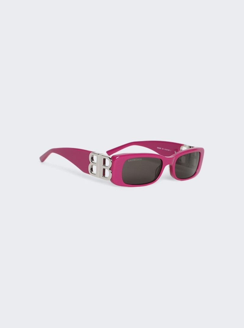 BALENCIAGA Dynasty Rectangle Sunglasses Fuchsia outlook