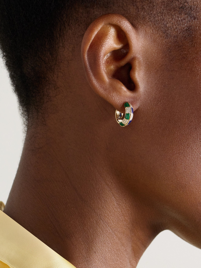 Yvonne Léon Mini Créoles 9-karat Gold Multi-stone Hoop Earrings outlook