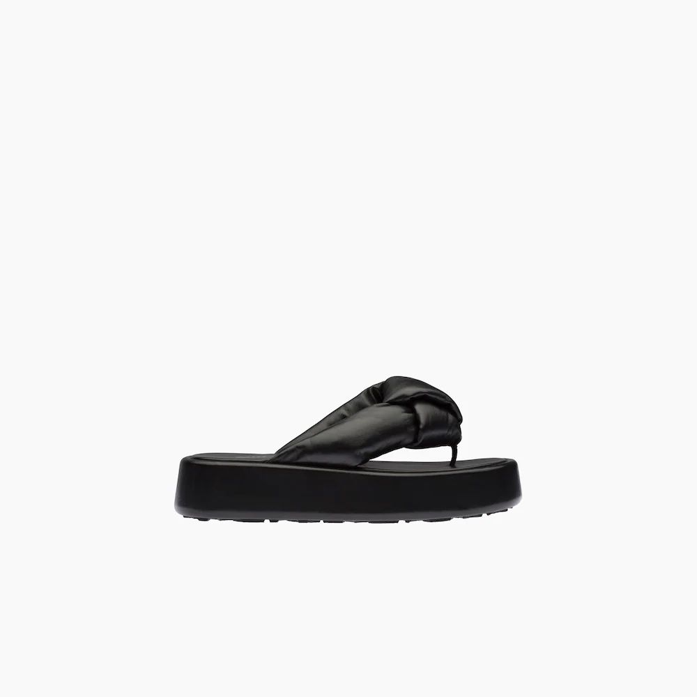 Padded mordoré nappa leather thong sandals - 4
