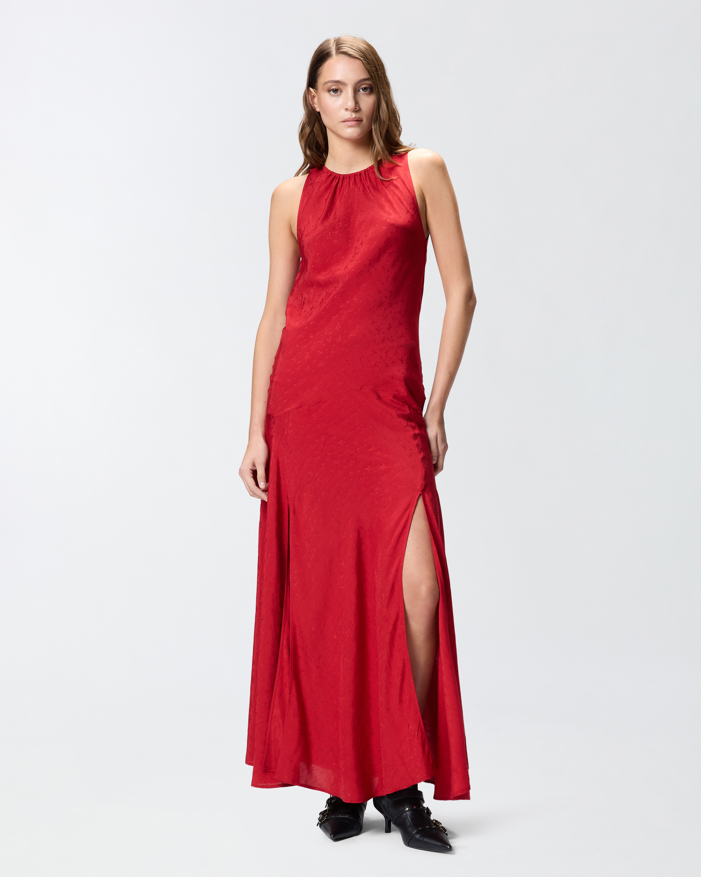 LONG VISCOSE JACQUARD DRESS - 2