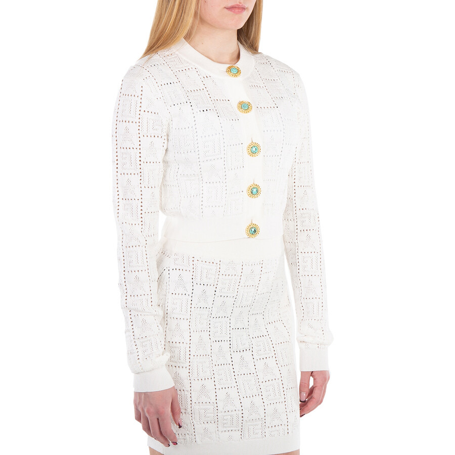 Balmain Monogram Mesh Knit Cardigan - 2
