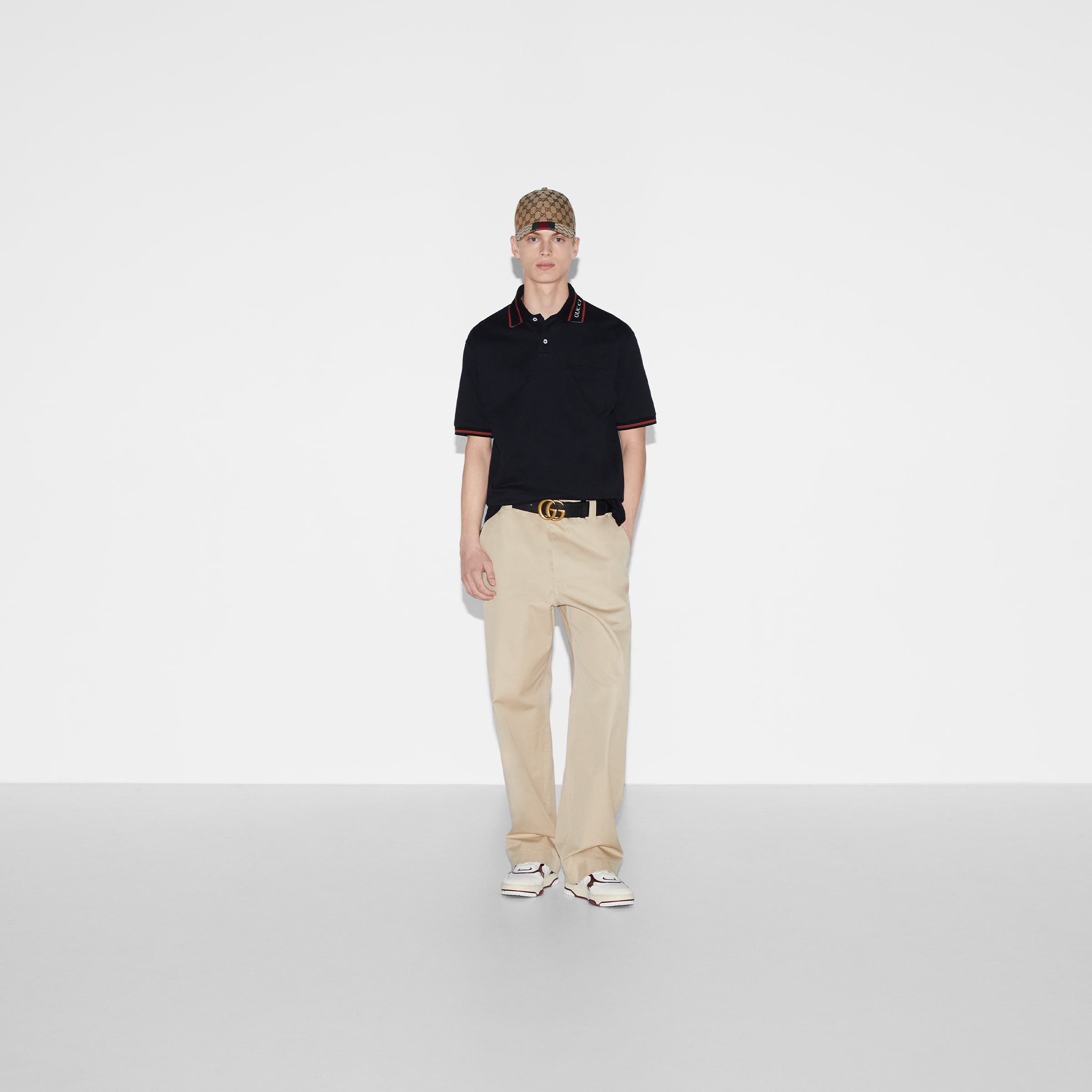 Cotton piquet polo shirt with Web - 2