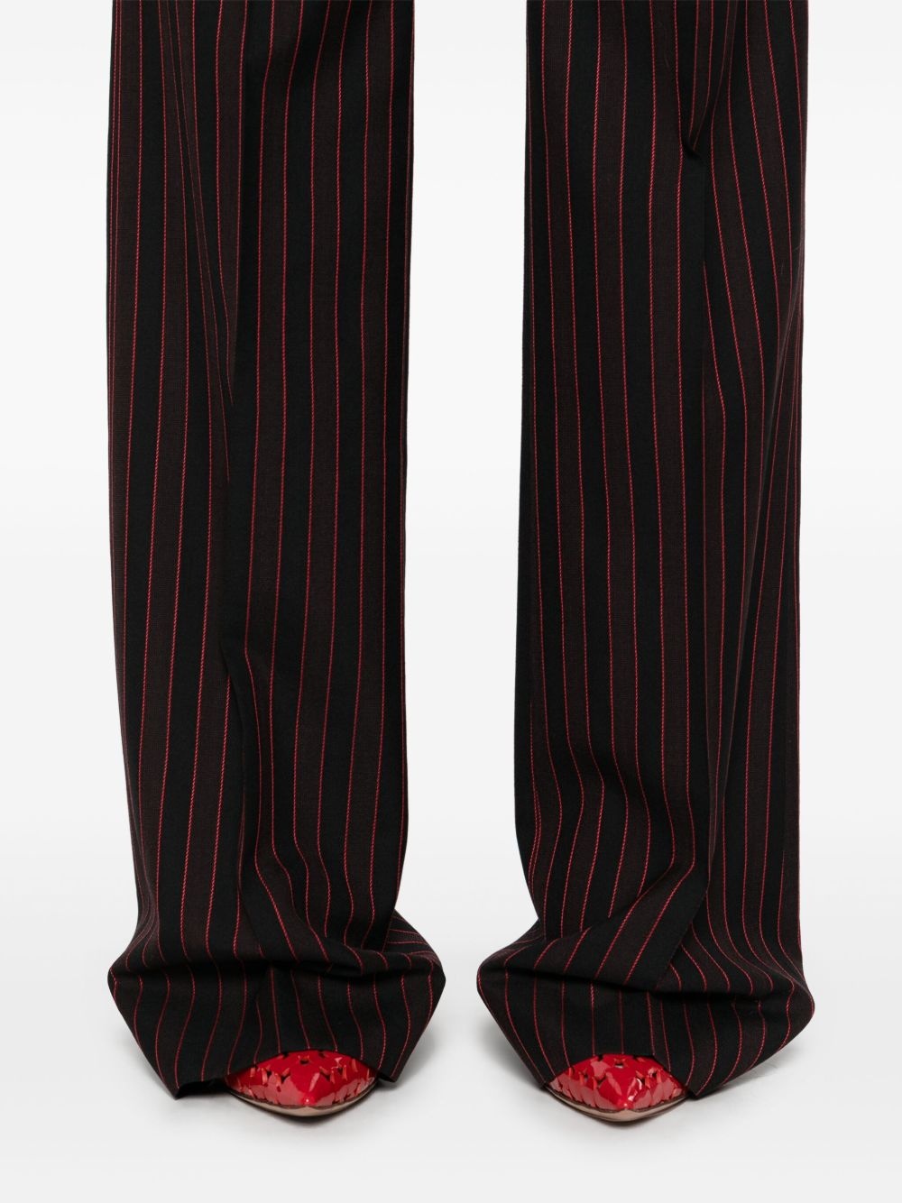 pinstriped low-sise trousers - 5