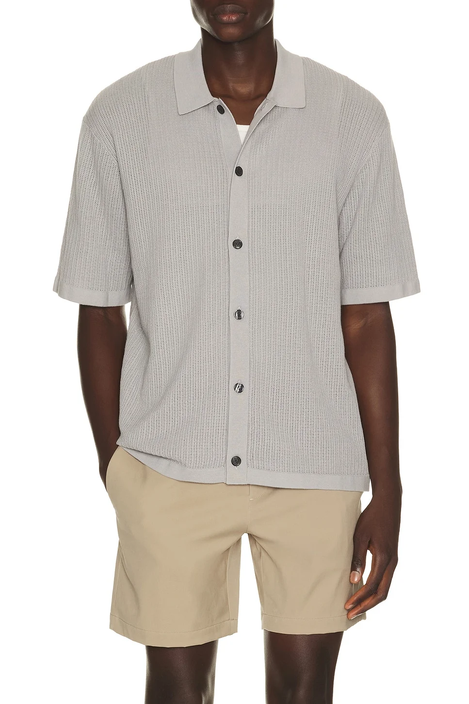 Mesh Button Down Shirt - 1