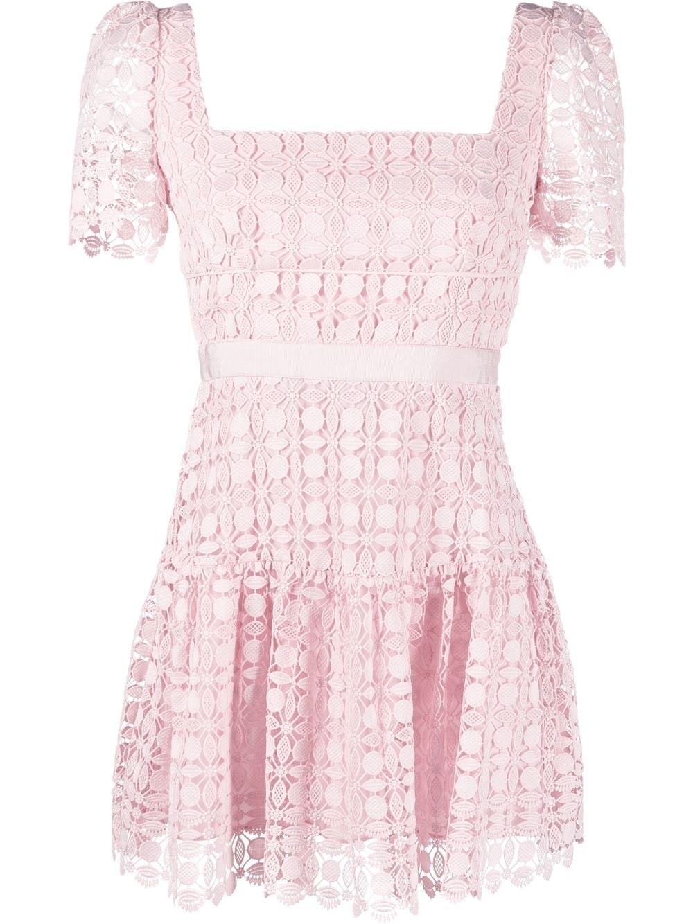 lace-detail short-sleeved mini dress - 1