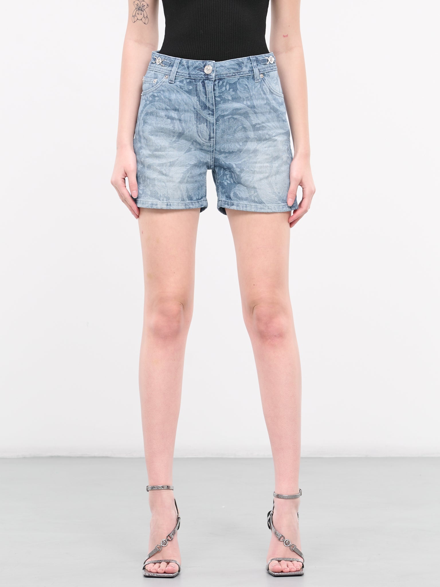 Barocco Boyfriend Denim Shorts - 1