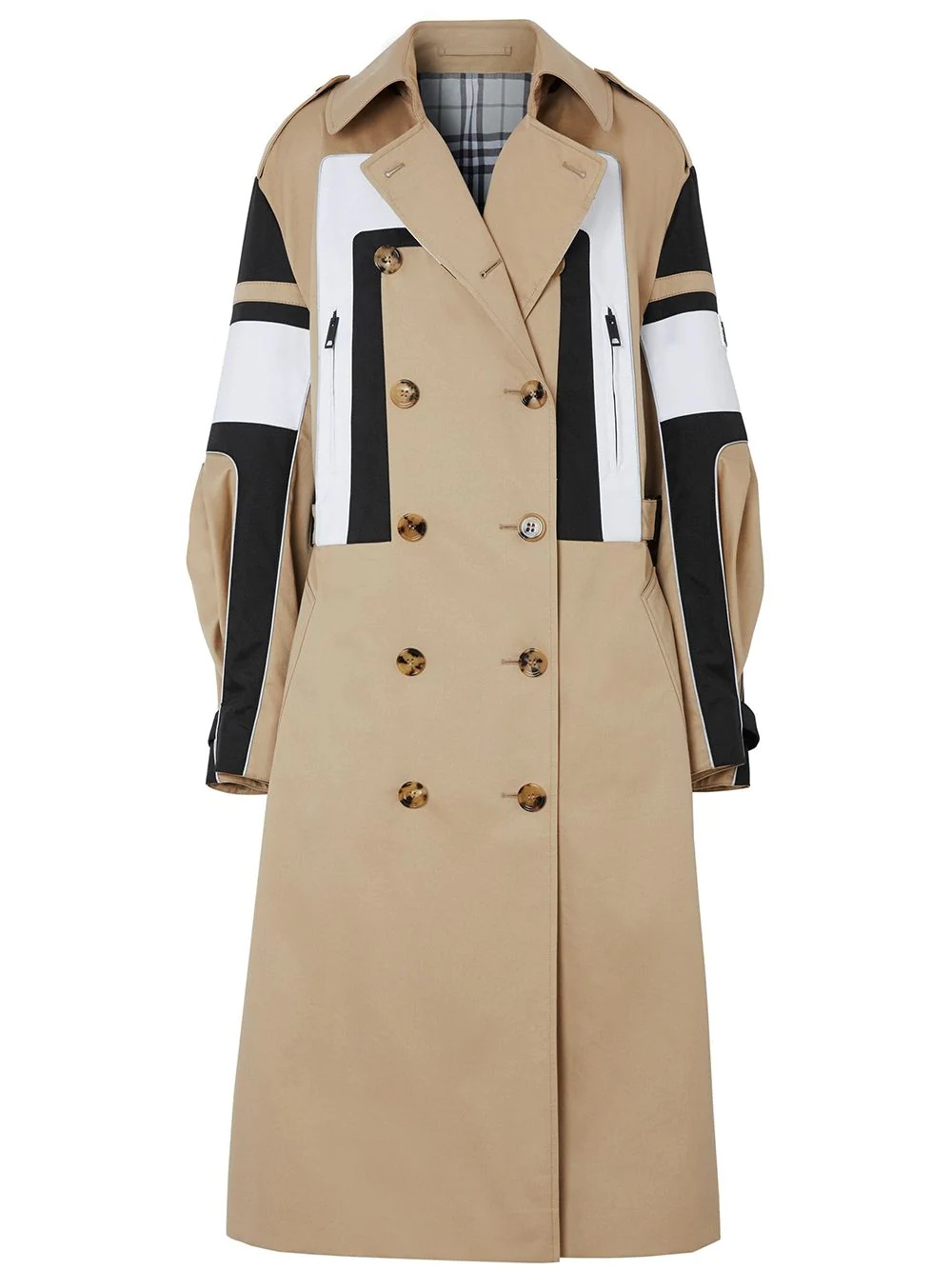 double-breasted panelled trench coat - 1