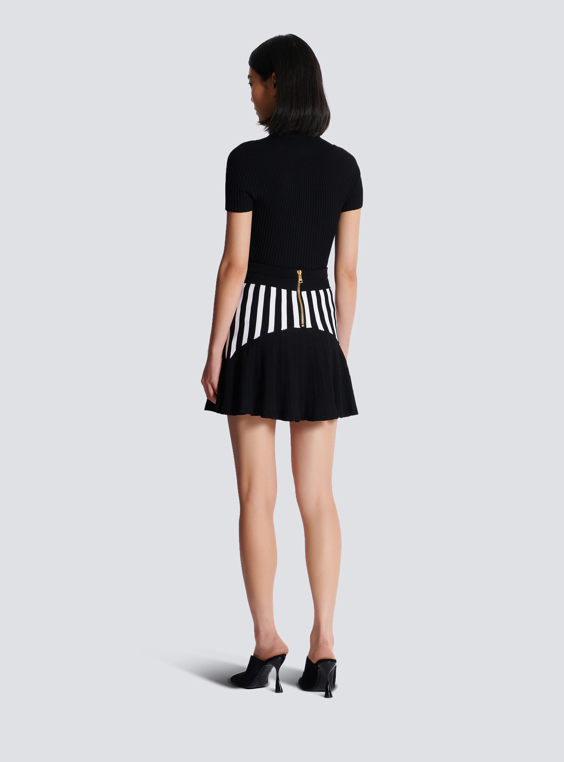 Pleated striped knit skirt - 4