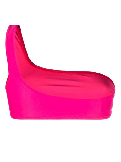 Moschino logo print asymmetric-neck bikini top outlook