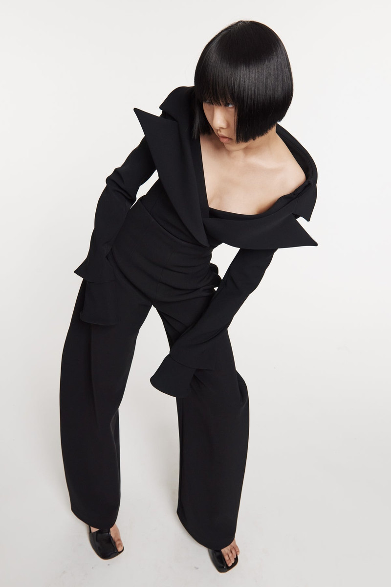 ROUNDED TAILORED TROUSERS BLACK 9