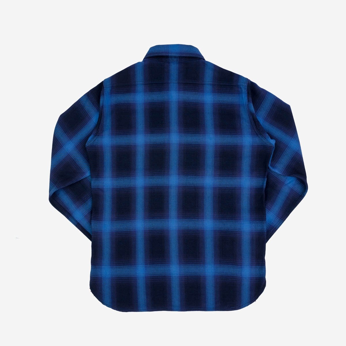 IHSH-349-IND 9oz Selvedge Ombré Check Work Shirt - Indigo - 5