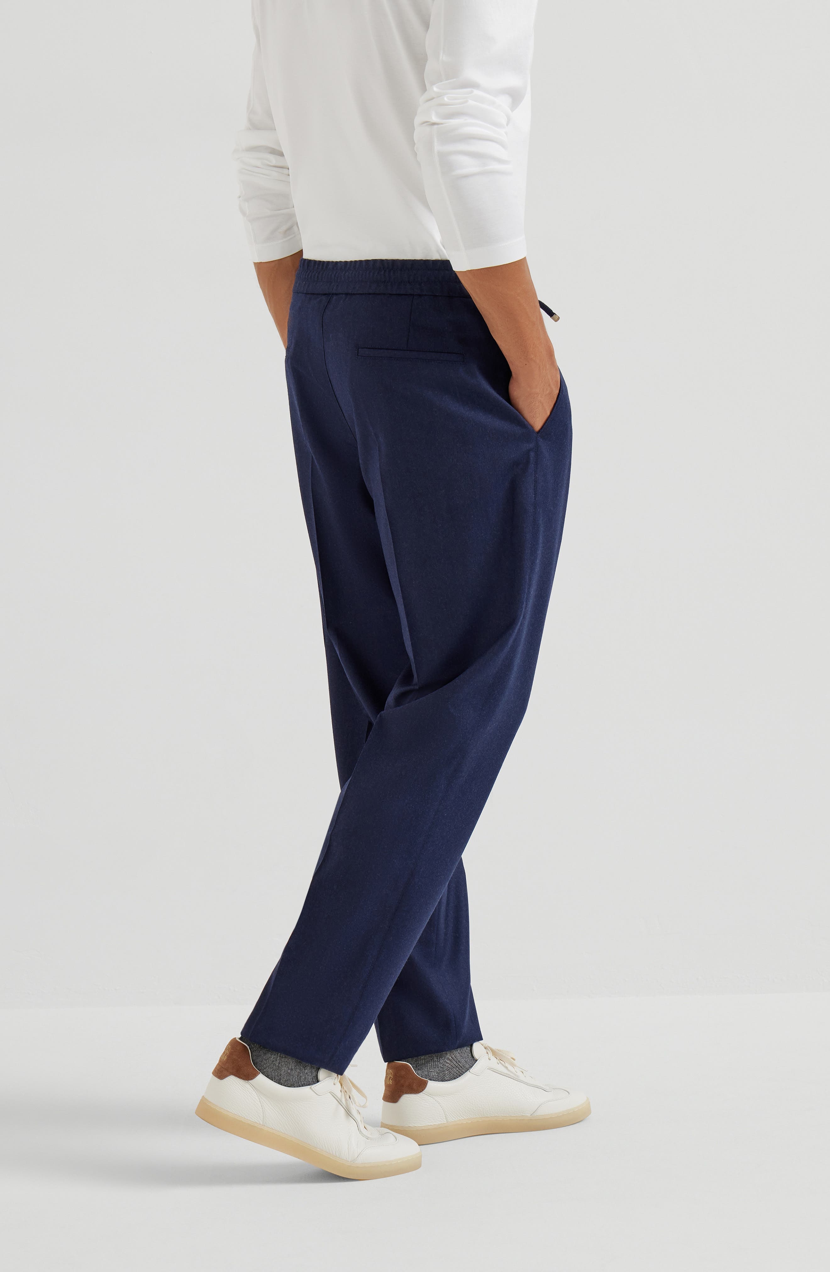 Brunello Cucinelli Virgin wool flannel trousers in Marine Blue at Nordstrom - 3