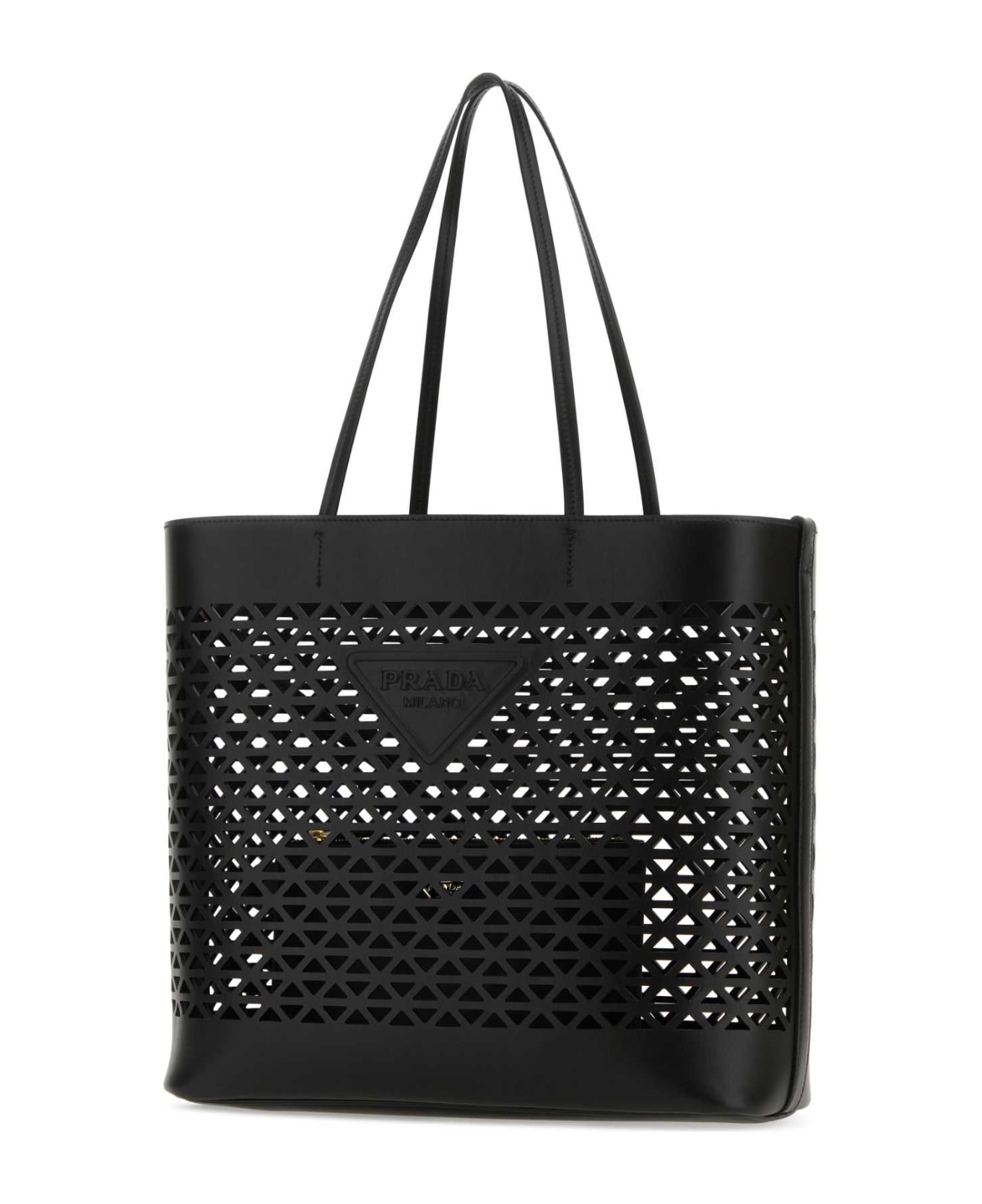 Black Leather Shopping Bag - 2