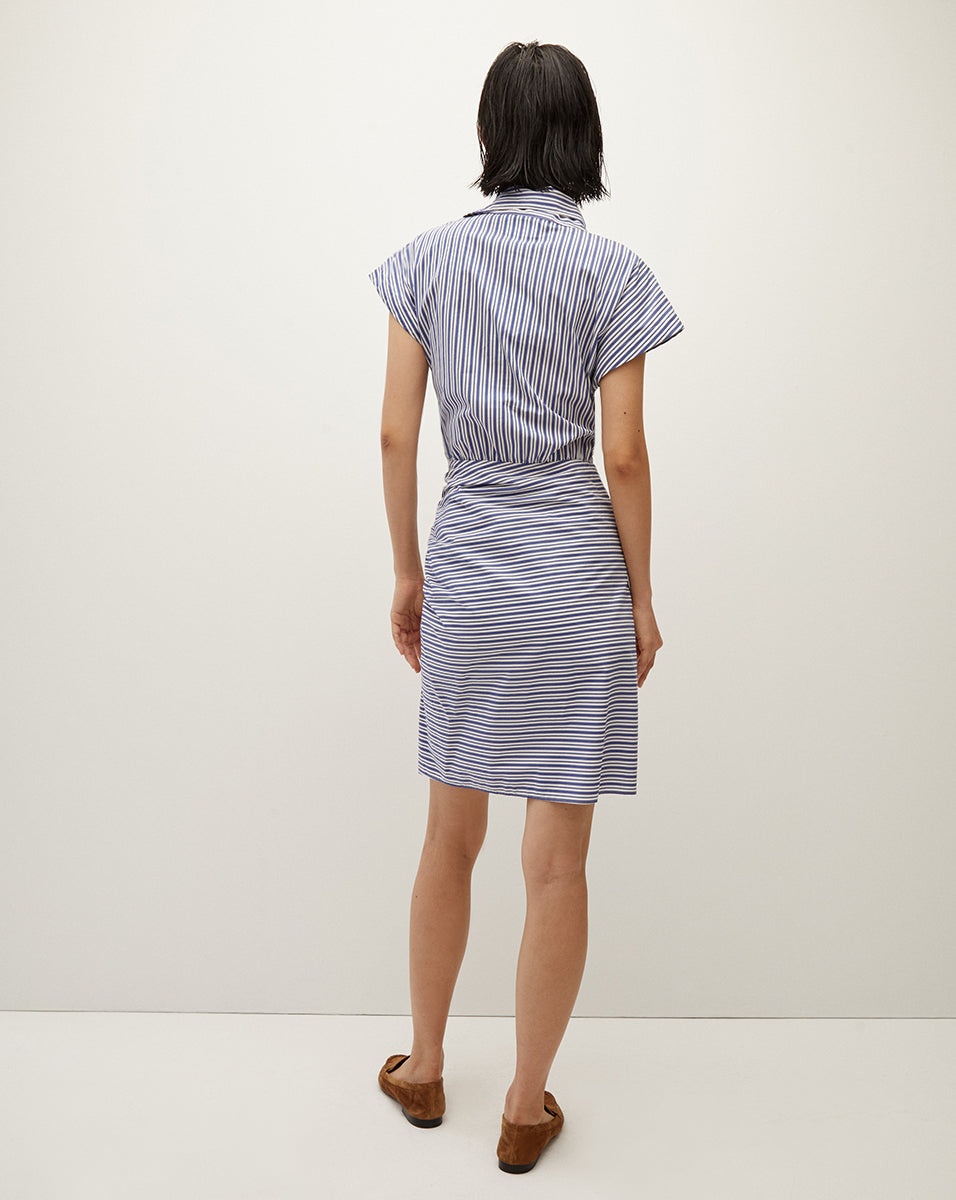 ARABEL STRIPED POPLIN ASYMMETRICAL DRESS - 6