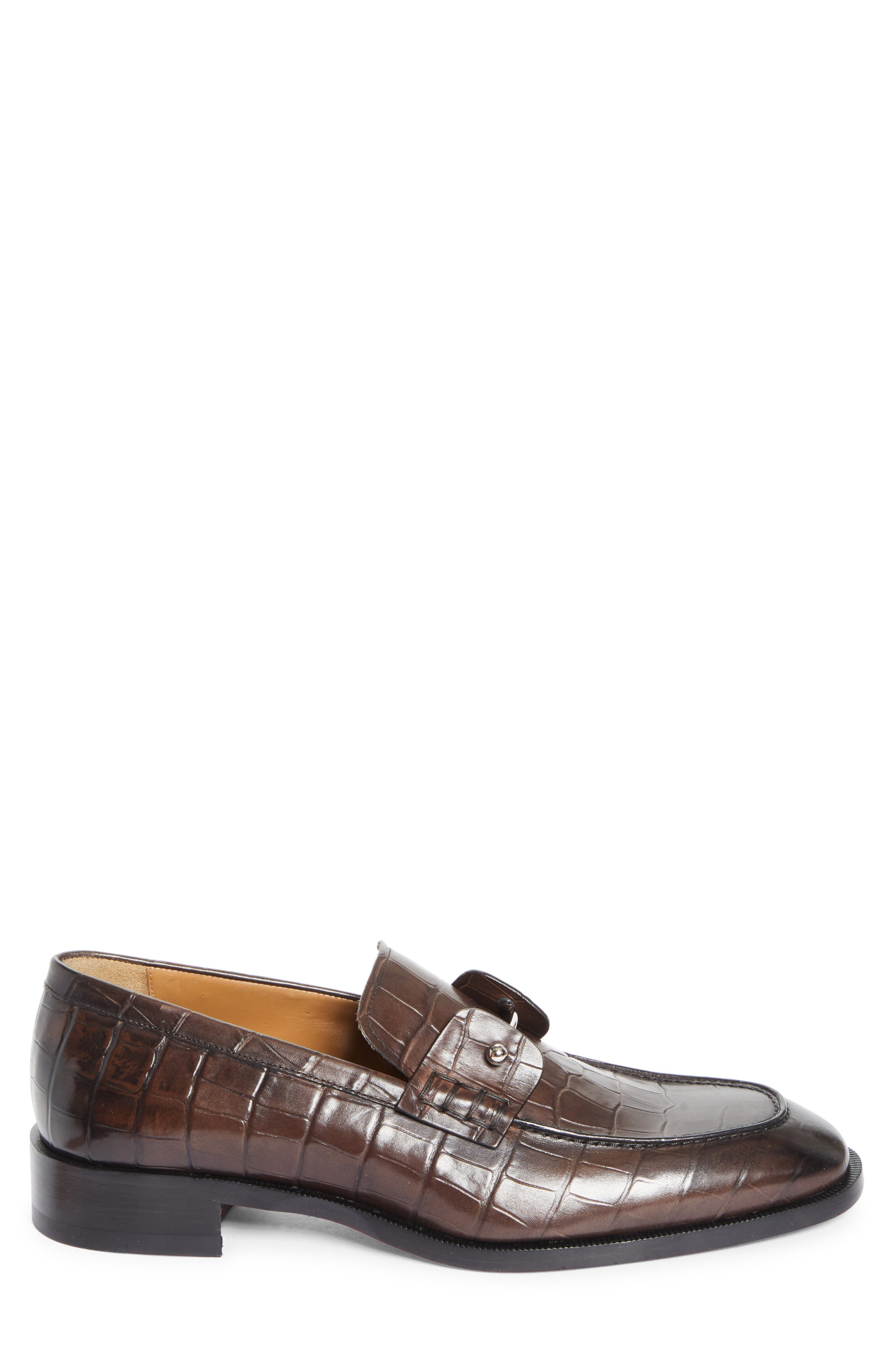 Christian Louboutin Chambelimoc Croc Embossed Loafer in Cosme at Nordstrom - 3