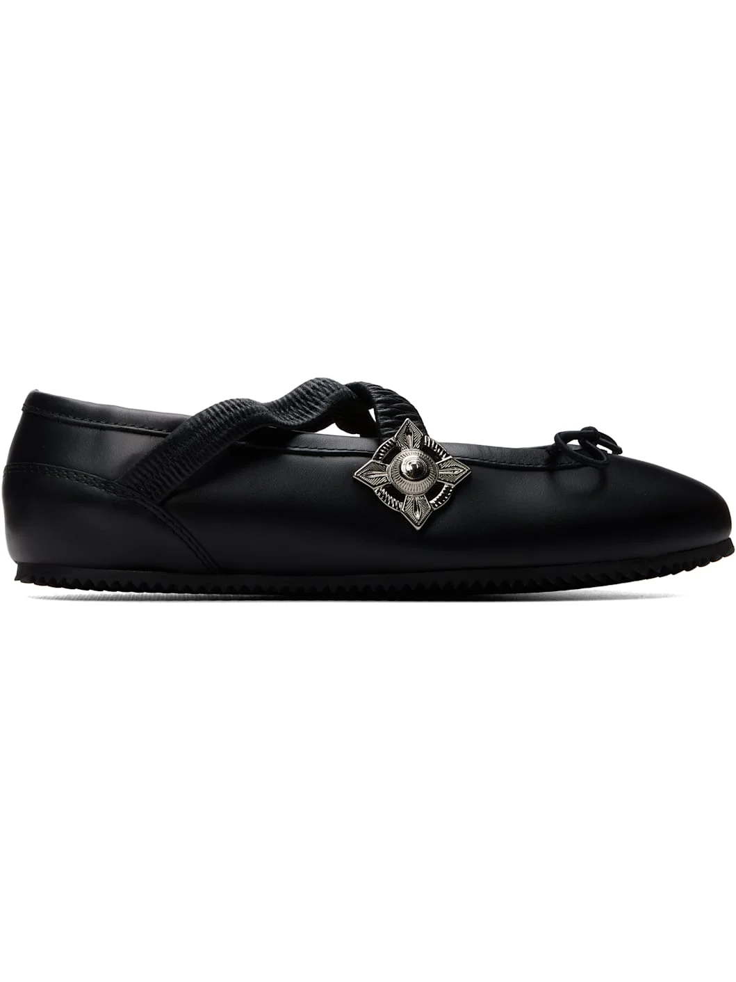 Black Leather Ballerina Flats - 1